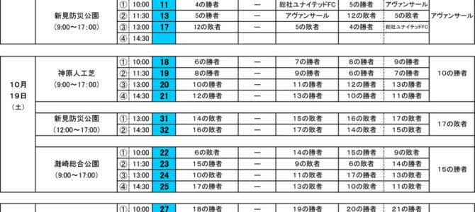 ２０１９ 第２２回 岡山県クラブユースサッカー選手権(U-15)　試合日程